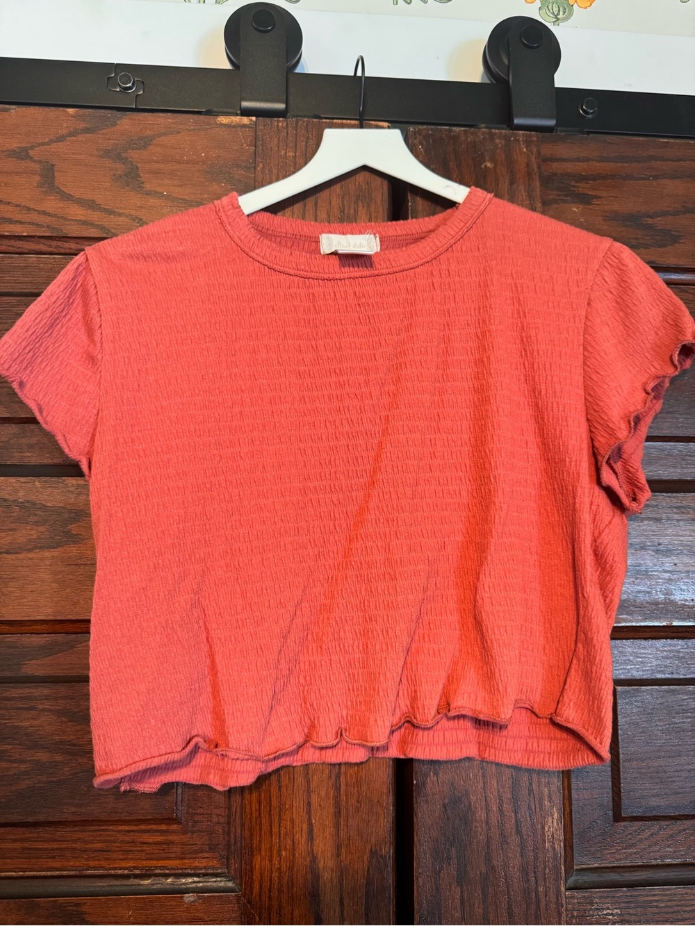 Women's Burnt Orange Textured Crop Tee